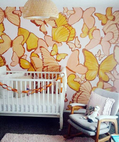 Butterfly Mural in a Nursery by Chrisara Designs