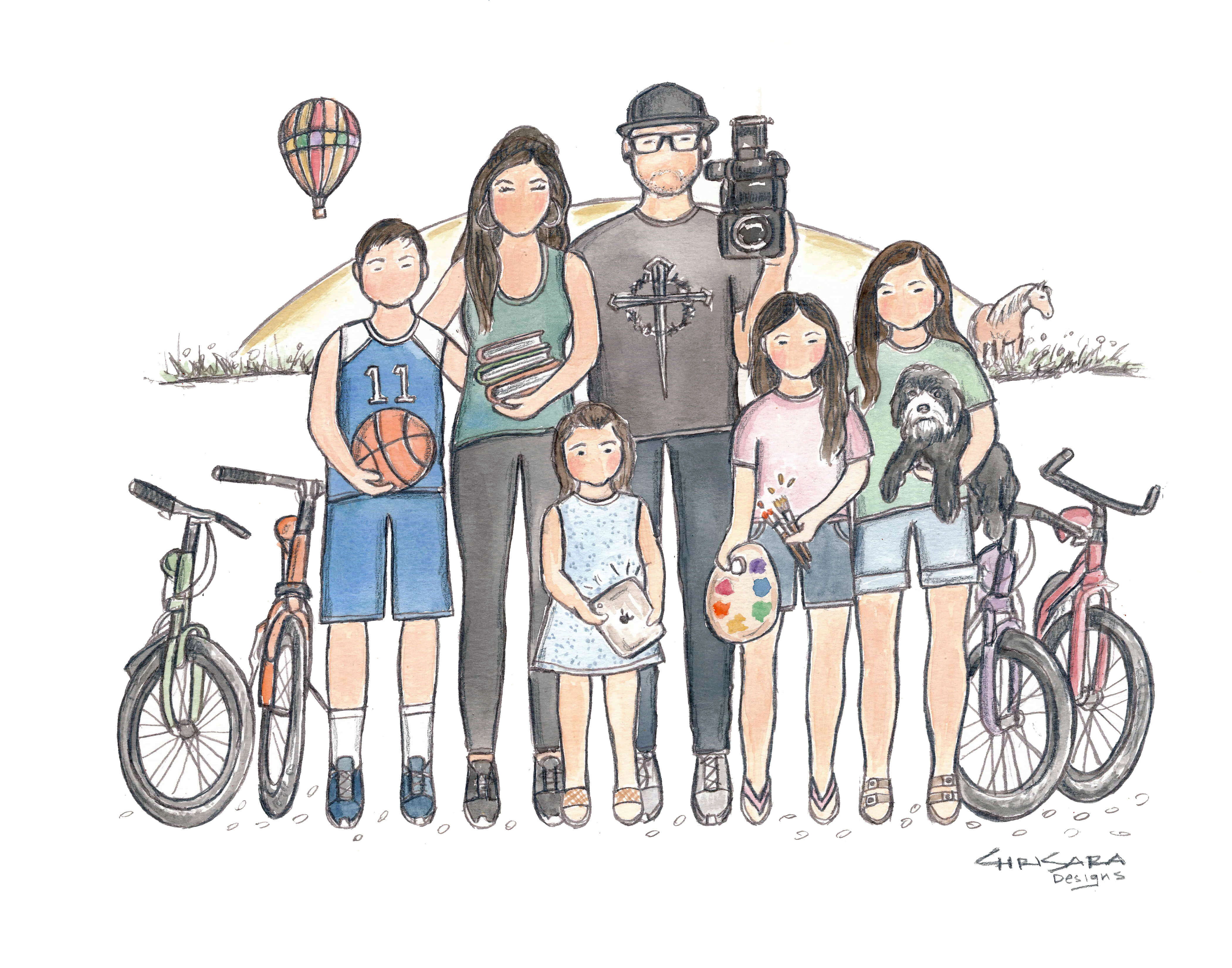 Papa Family Illustration 8x10inches by Chrisara Designs