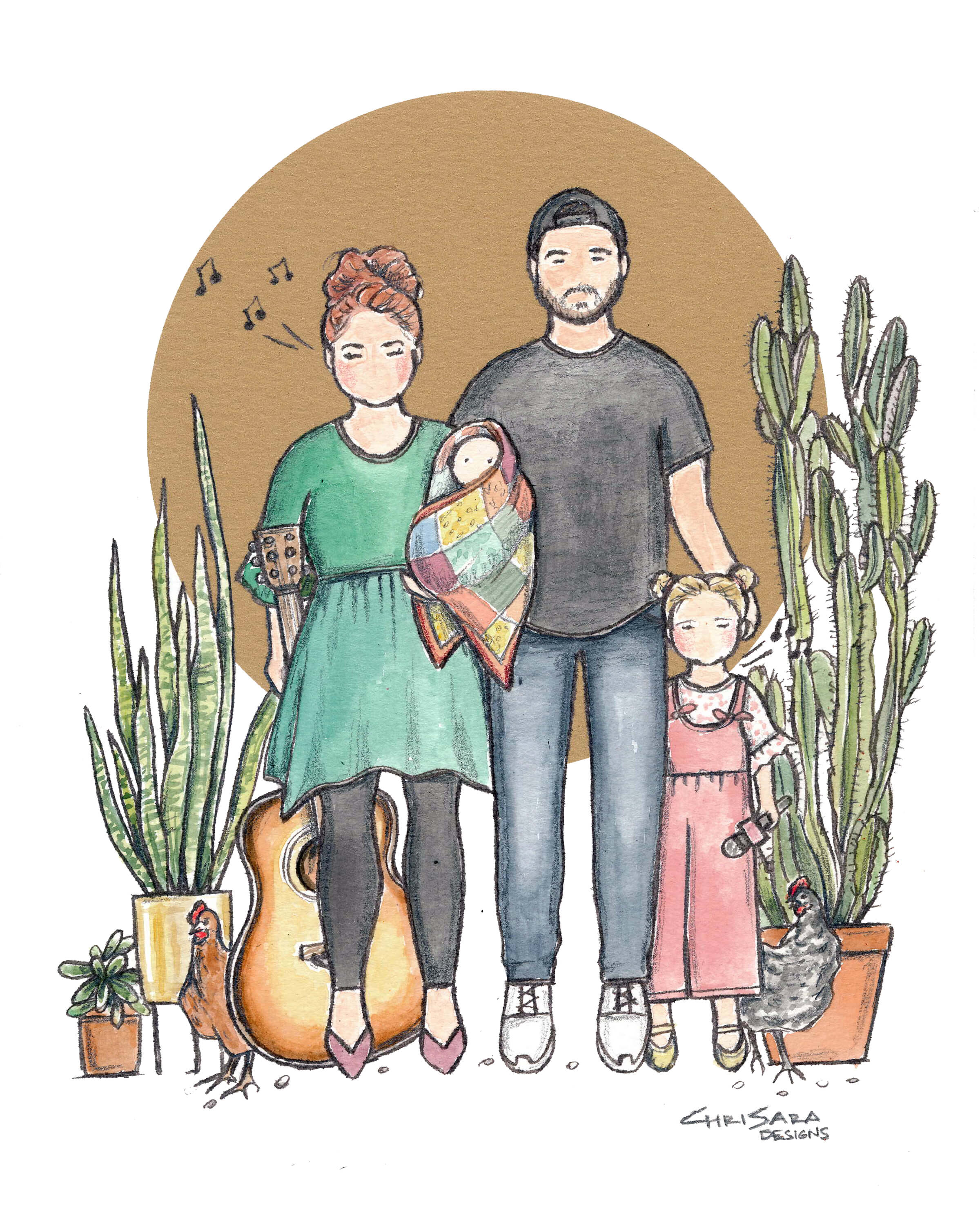 Plummer Color Family Illustration 8x10inches by Chrisara Designs